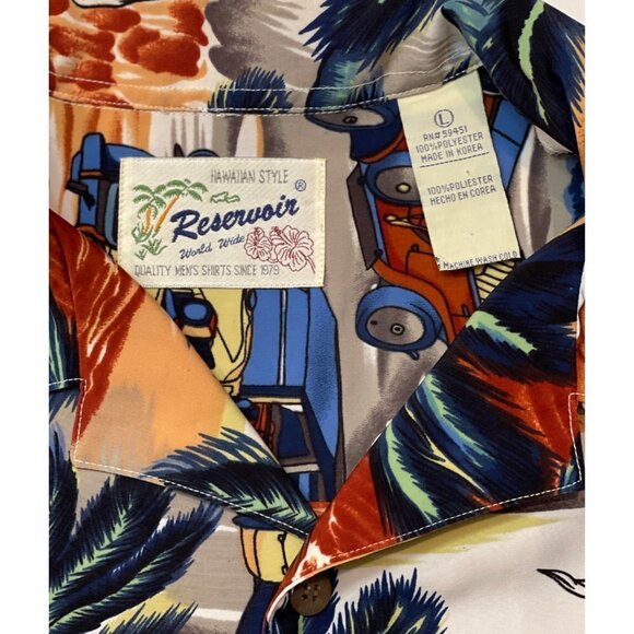 RESERVOIR Hawaiian Style Men's Button Shirt Large Palm Trees Tropical Beach NWOT - Picture 4 of 10